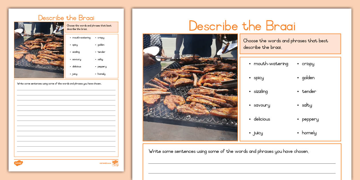 Za Worksheet Describe the Braai Worksheet