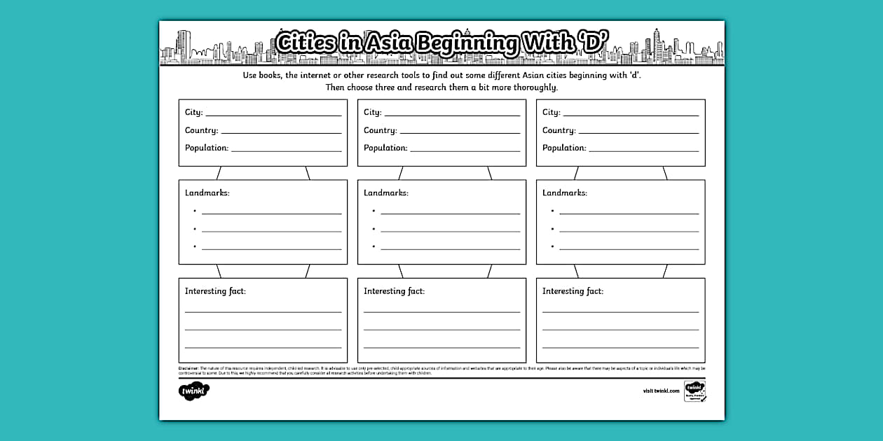 Asian Cities Beginning with the Letter 'D' Research Activity