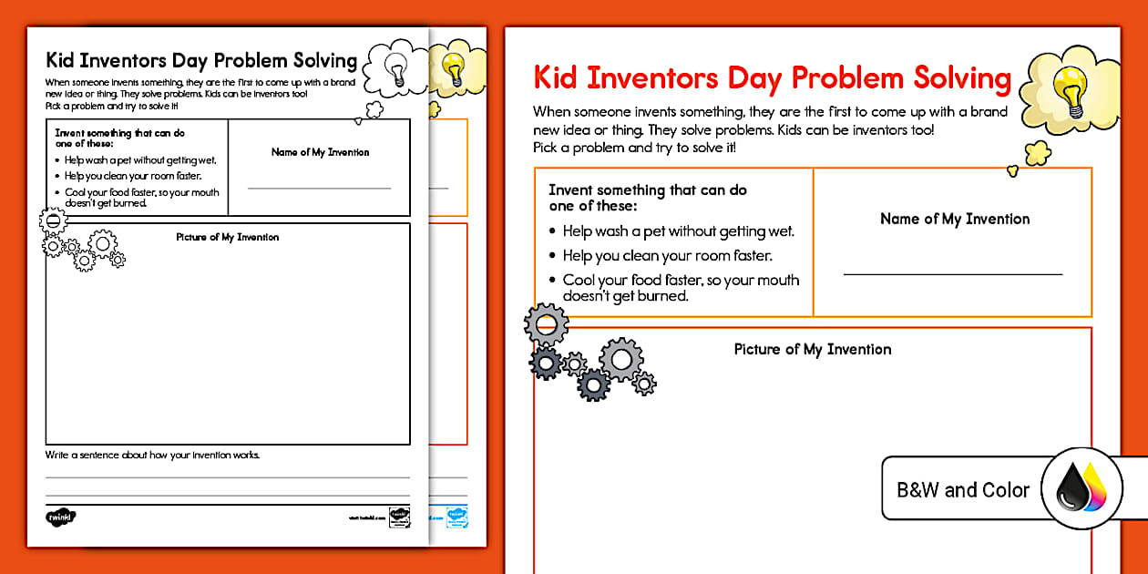 Kid Inventors Day Problem Solving Worksheet (teacher made)