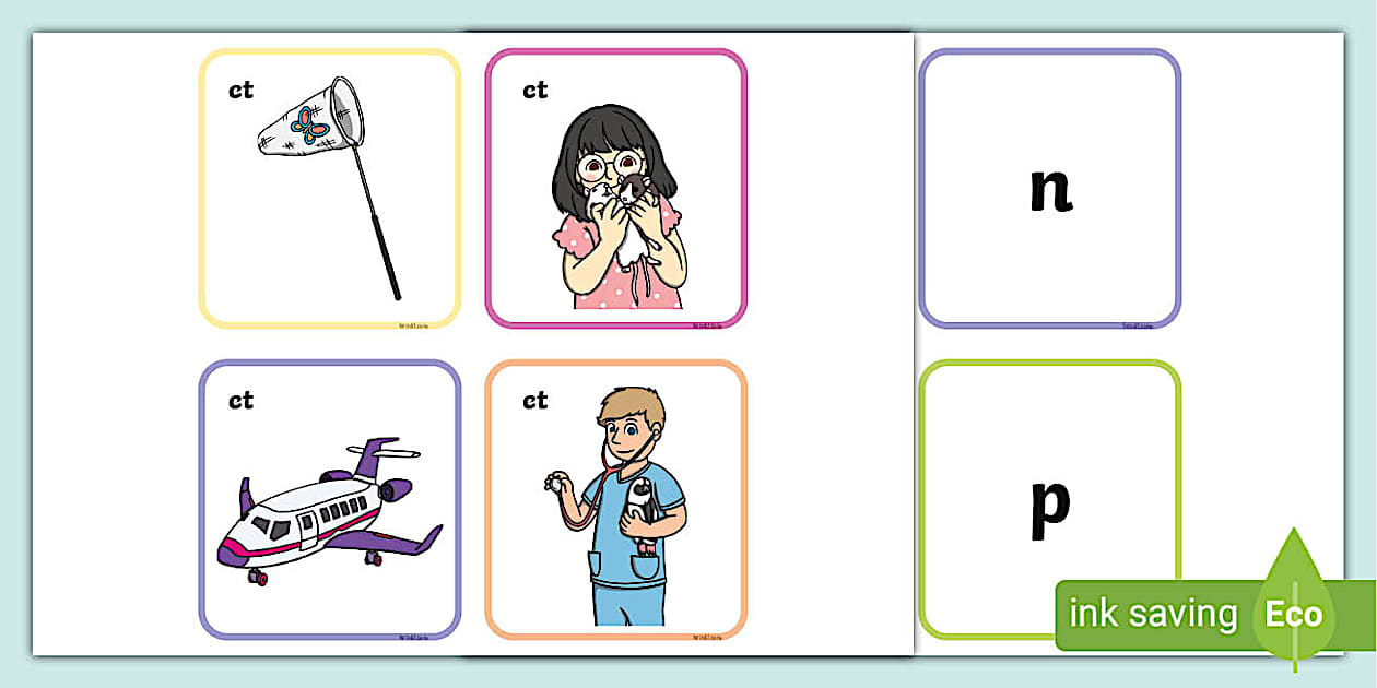 Black and White 'en' Words and Picture Matching Activity