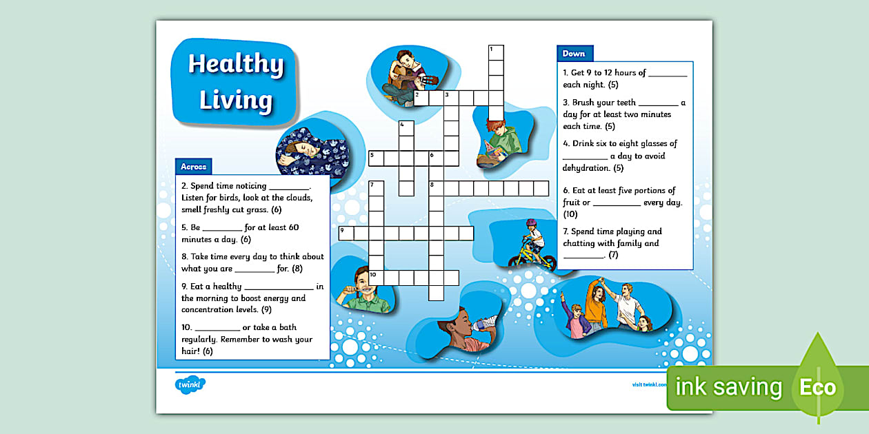 KS2 Healthy Living Crossword PSHE (Teacher Made) Twinkl