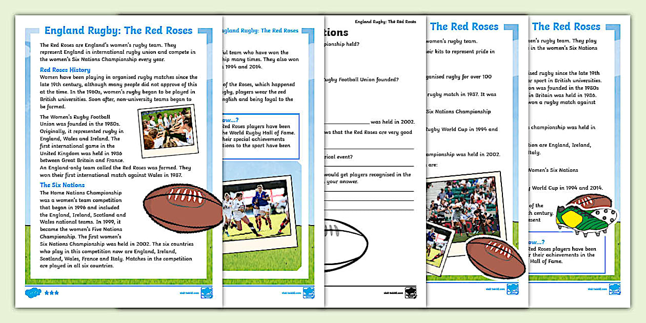 England Rugby: The Red Roses Reading Comprehension 5-7
