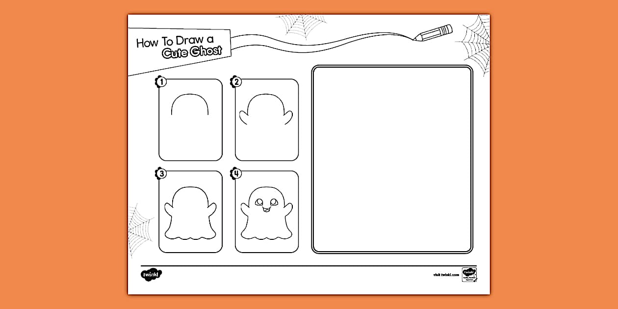 How To Draw a Cute Ghost Worksheet (teacher made) - Twinkl