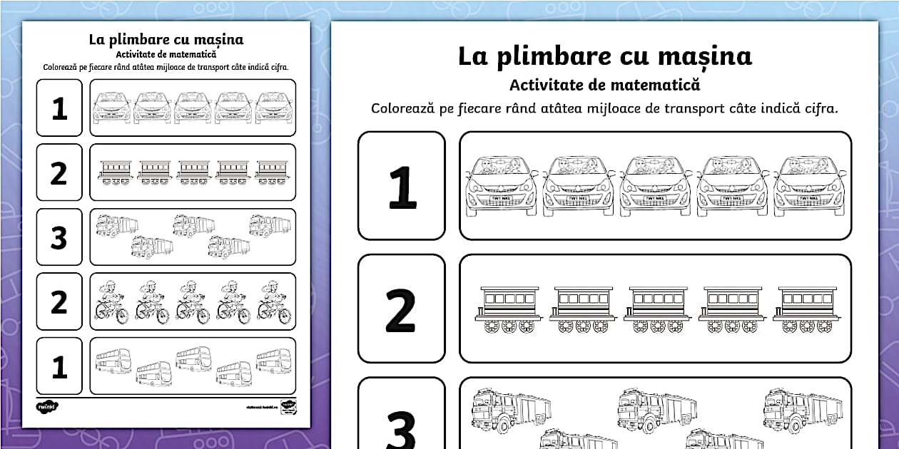 Plimbare La plimbare cu mașina – Activitate matematică grupa mică