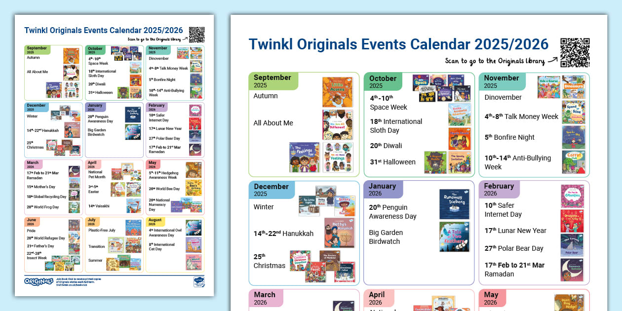 Twinkl Originals Events Calendar 2025/2026 (School Year)