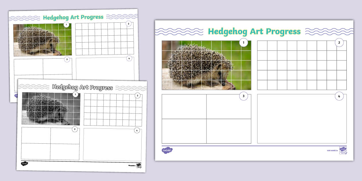 Hedgehog Drawing Art Progress Template (teacher made)