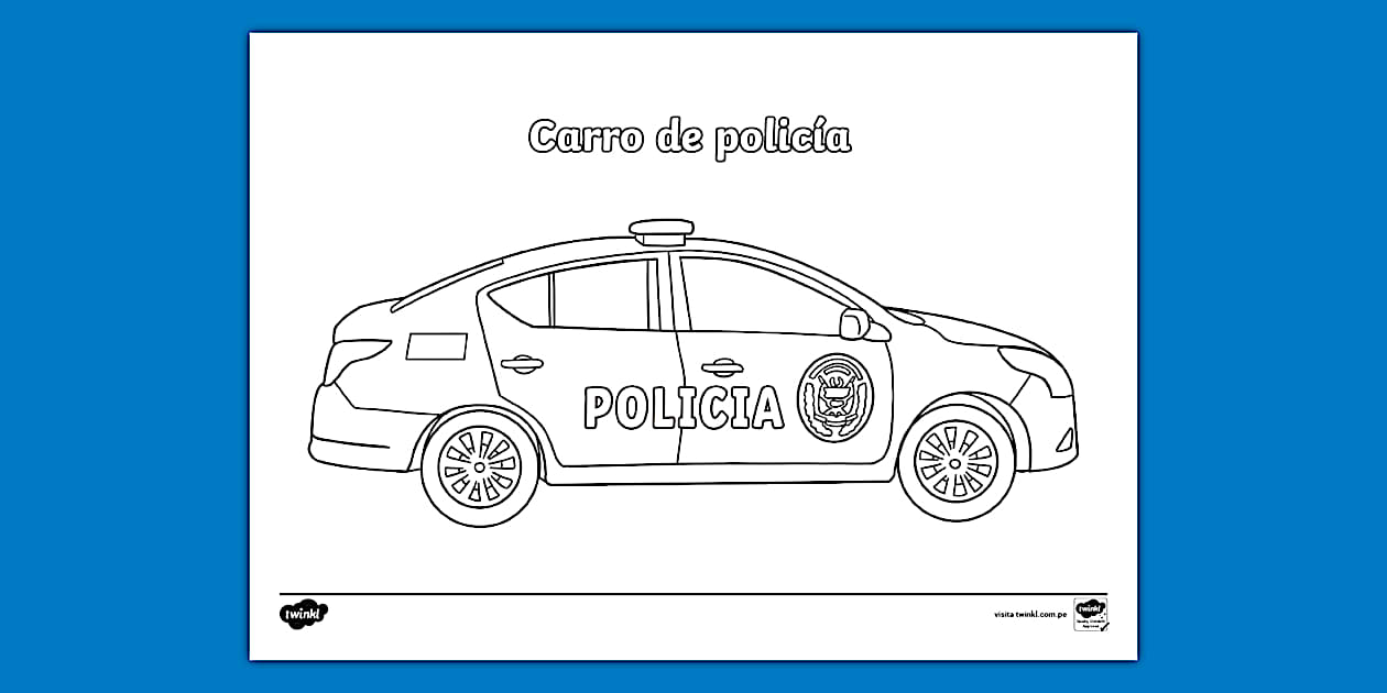 Carro de policía para colorear | Recursos Educativos Twinkl