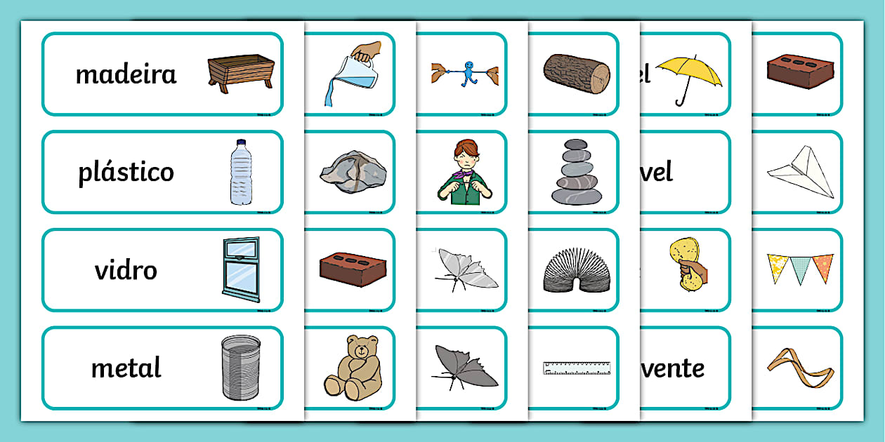 Cartões de vocabulário - Materiais do dia a dia - Twinkl