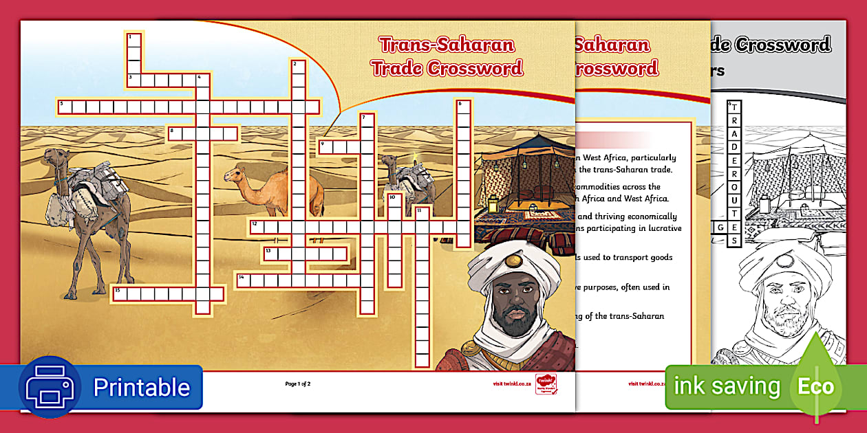 Trans Saharan Trade Crossword (teacher made) Twinkl