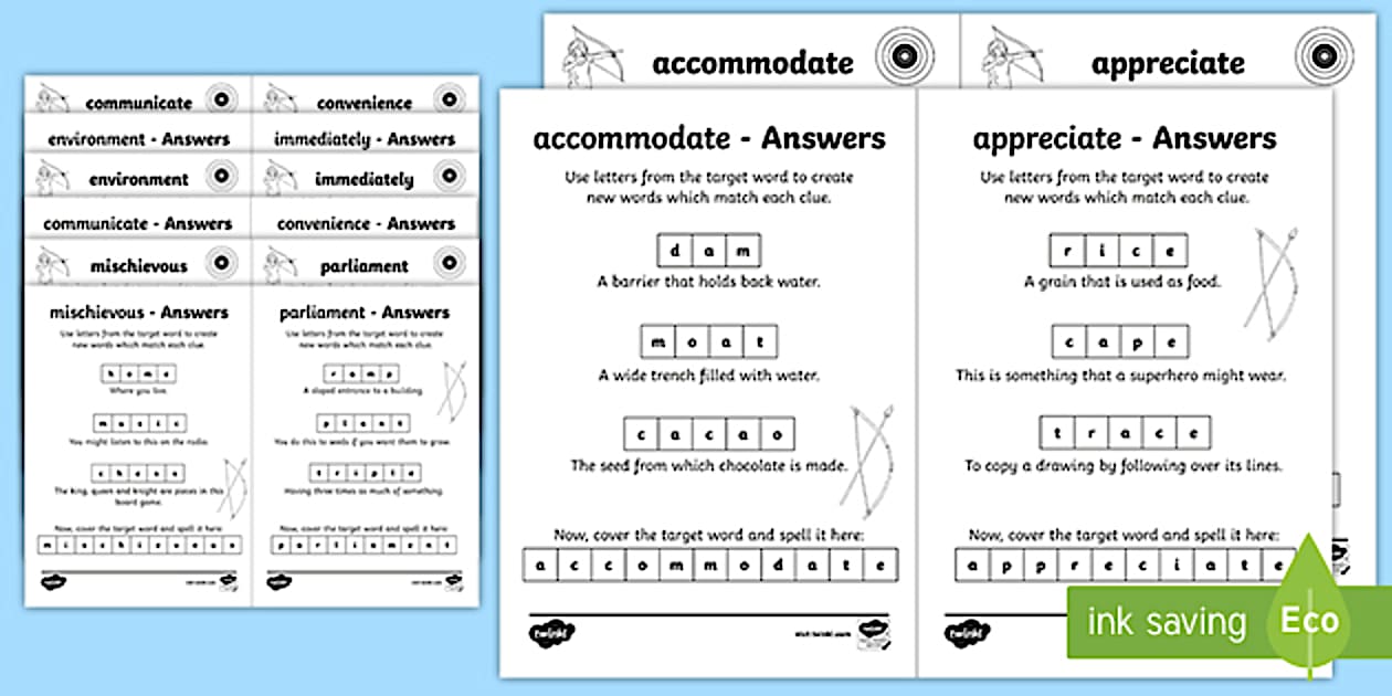Target Word Games Daily Challenge: Year 5 and Year 6 Statutory Spelling Target Word Activity