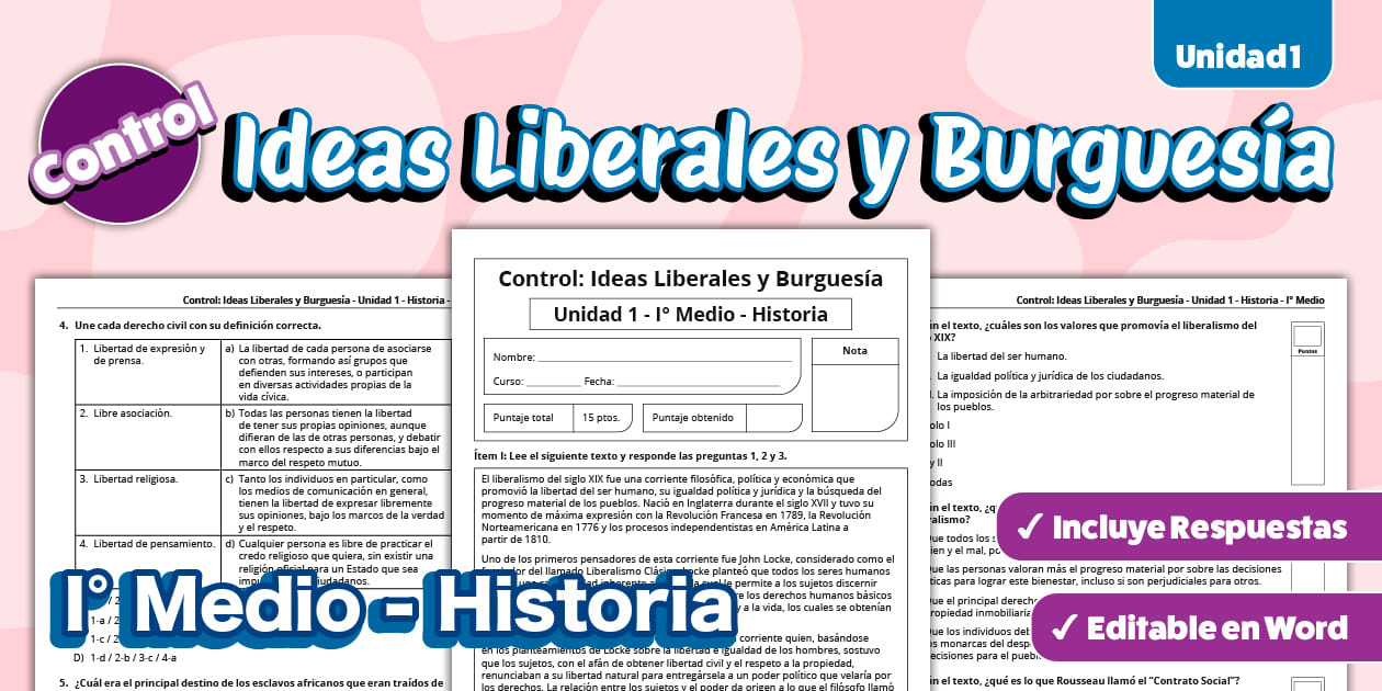Control | I° Medio | Unidad 1 | Historia | Siglo XIX