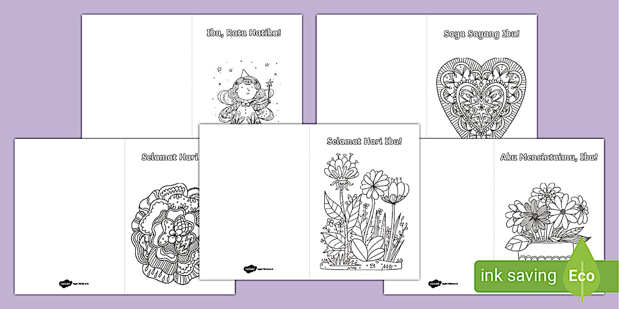Lembaran Mewarna Kad Hari Ibu