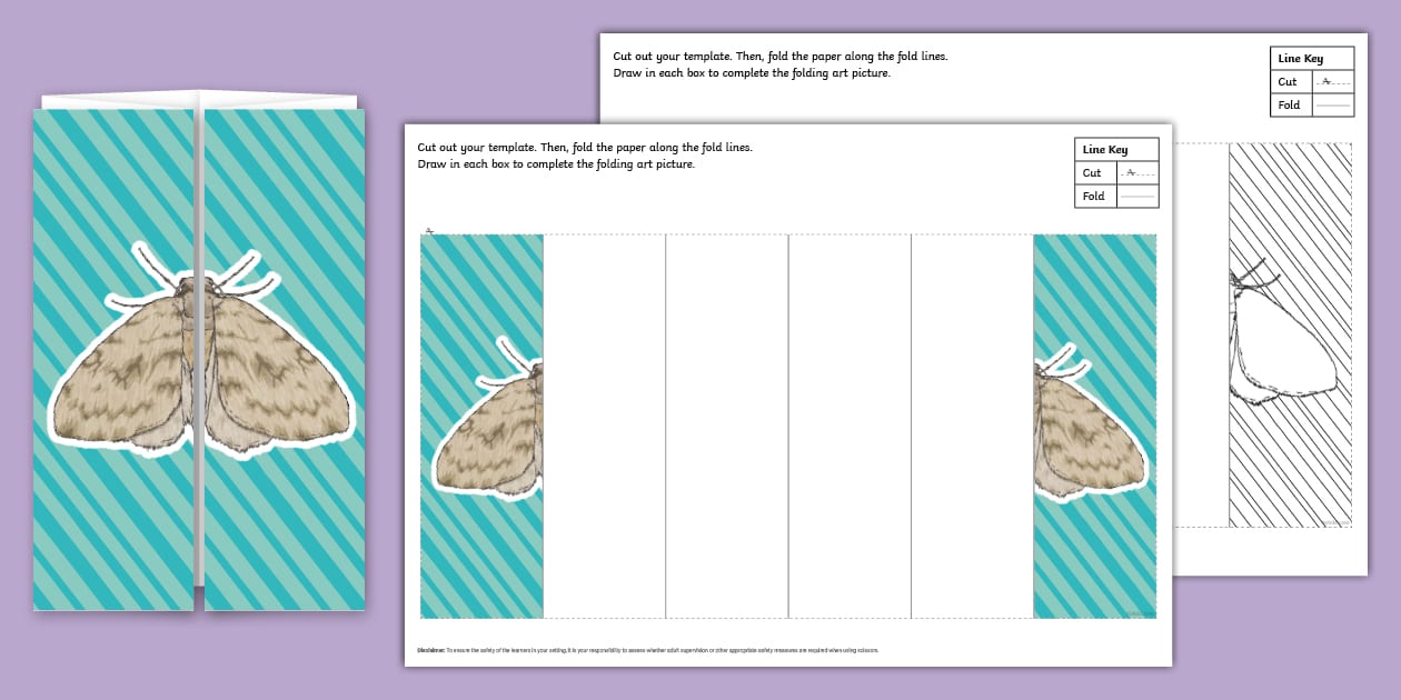 Moth Folding Art Template (teacher made) - Twinkl