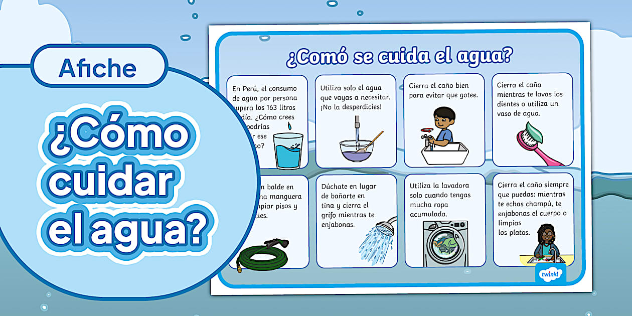 Afiche sobre el Cuidado del Agua - Recurso Imprimible