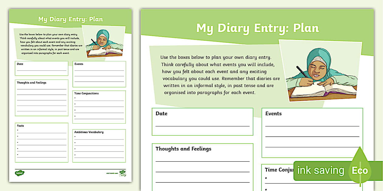 My Diary Entry: Planning Template (Teacher Made) Twinkl
