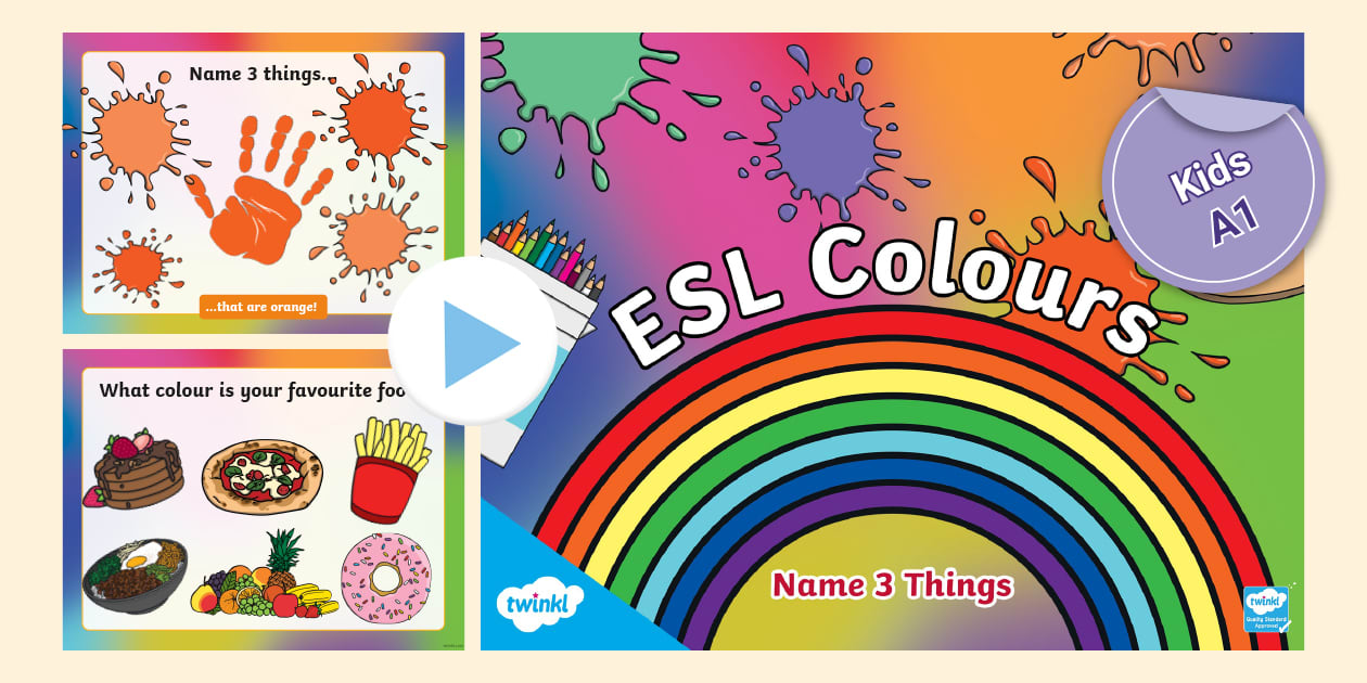 ESL Colours Name 3 Things [Kids, A1] (teacher made) - Twinkl