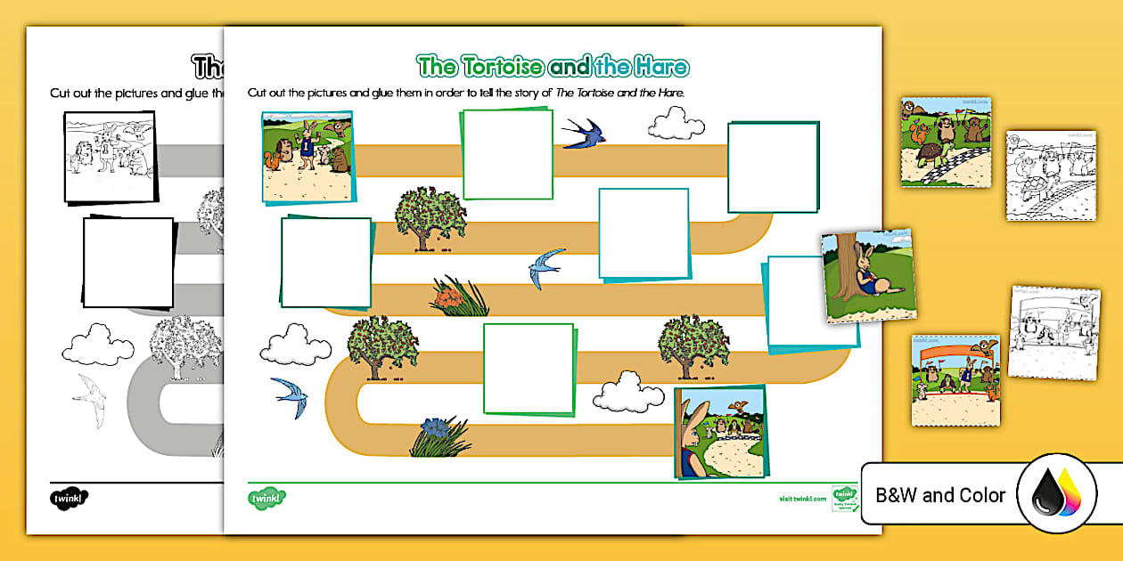 The Tortoise and the Hare Cut and Paste Story Worksheet