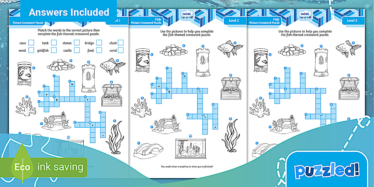 Fish Crossword Puzzle Pack Twinkl Puzzled kids Twinkl