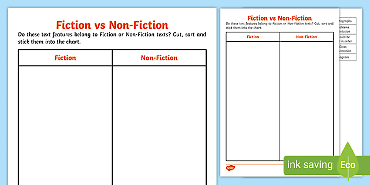 Fiction and NonFiction Worksheets PDF Primary Resource