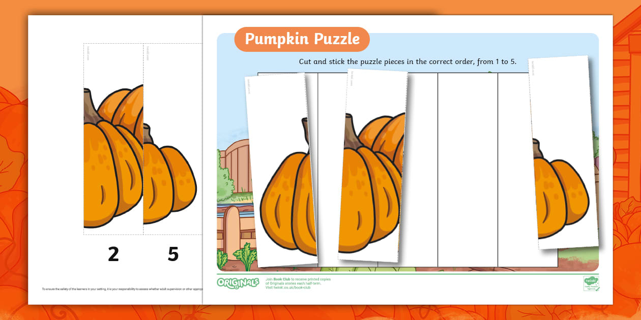 👉 Pumpkin Number Ordering 1-5 Puzzle (teacher made)