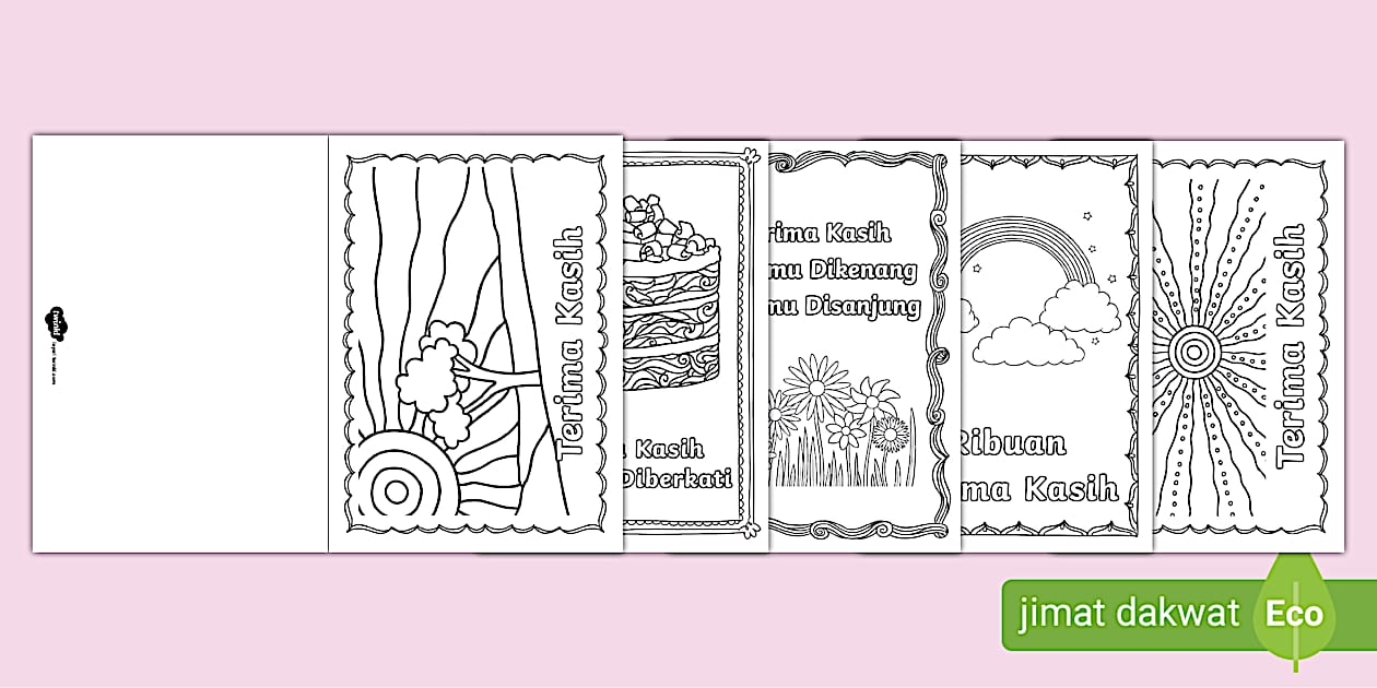 Lembaran Kad Mewarna Ucapan Terima Kasih - Twinkl