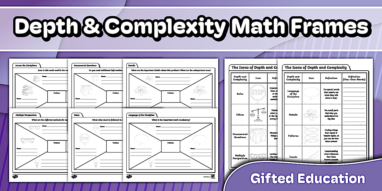 Depth and Complexity Math Frames Lesson Plans Activities