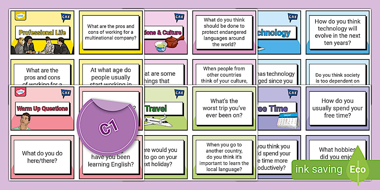 ESL C1 CAE Speaking Part 1 Conversation Cards Teacher Made 