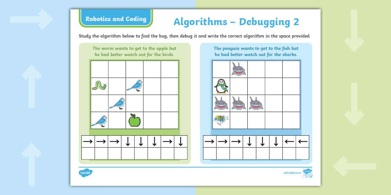 Coding and Robotics Algorithms Find the Bug | Twinkl ZA
