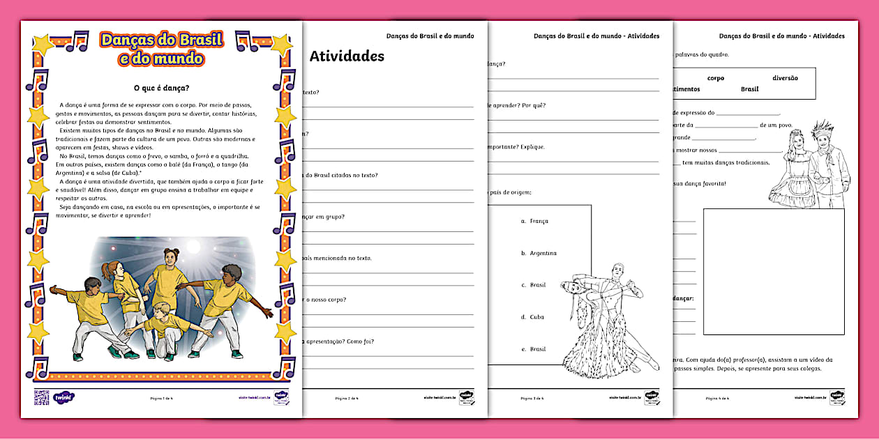 Atividade Sobre Danças Para O Ensino Fundamental Twinkl