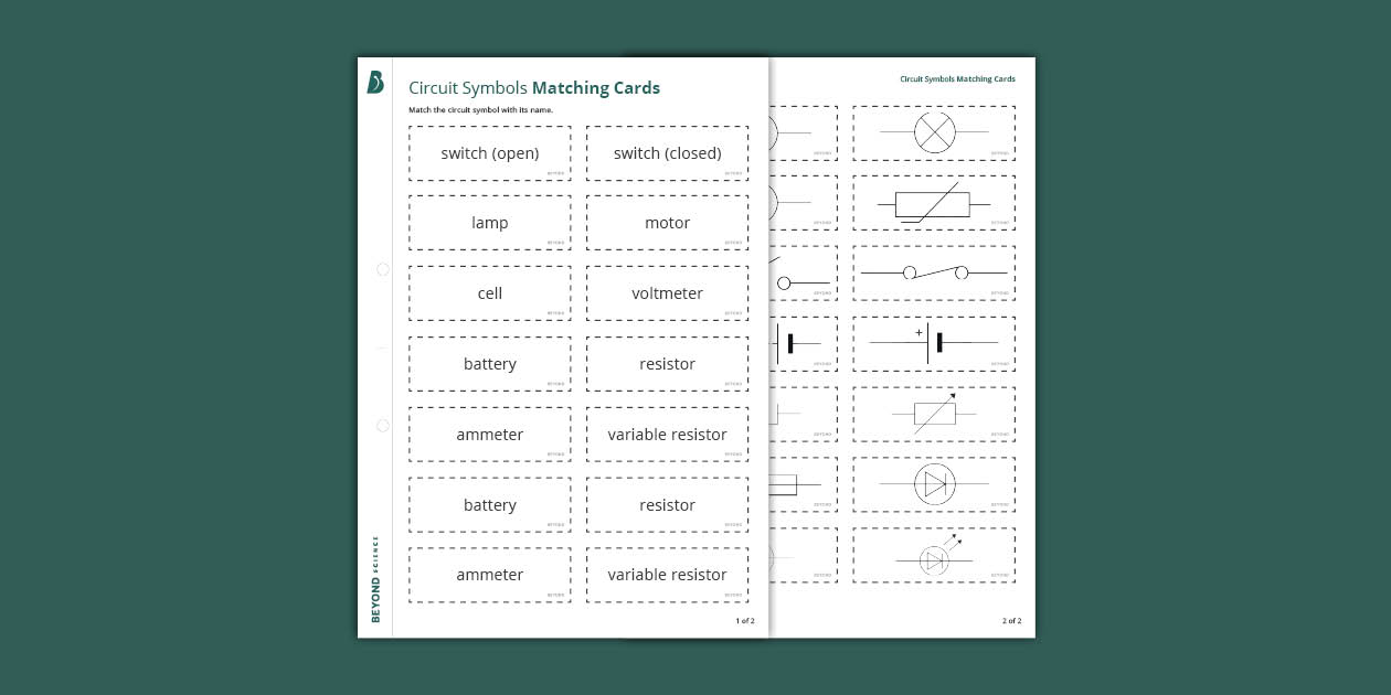GCSE Circuit Symbols Matching Cards Activity Beyond Science