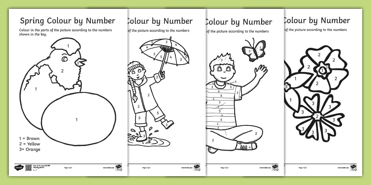 Spring colour by number printables teacher made twinkl