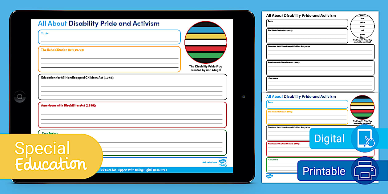 Disability Pride and Activism Graphic Organizer for Older Learners