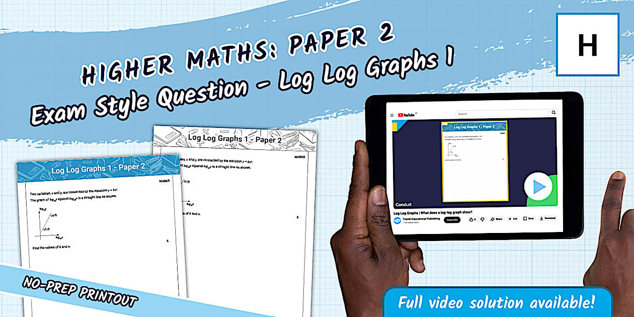 Higher Paper 2 Exam Style Question - Log Log Graphs 1