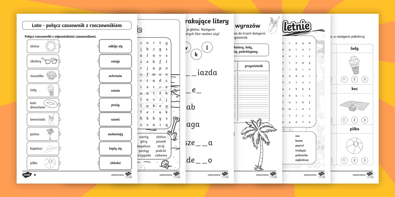 Pakiet ćwiczeń na lato | Edukacja polonistyczna - Twinkl