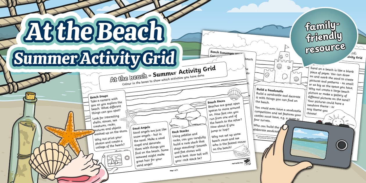 At the Beach - Summer Activity Grid