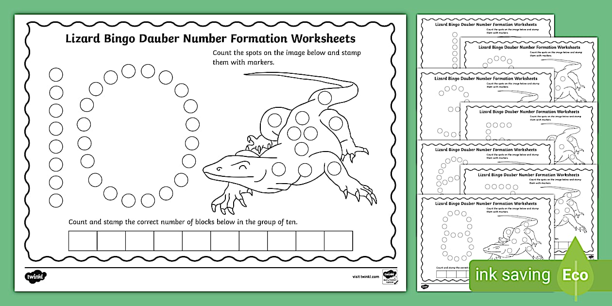 Free Lizard Bingo Dauber Worksheets for Kids: Download here!