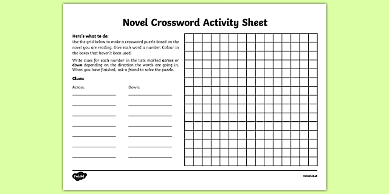 Novel Crossword Worksheet / Worksheet Irish worksheet