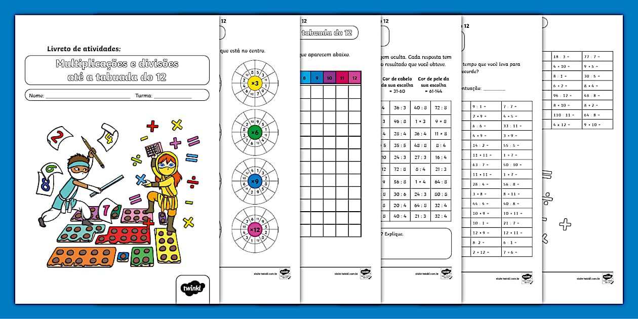 Multiplicações e divisões até a tabuada do 12 - Livreto de atividades