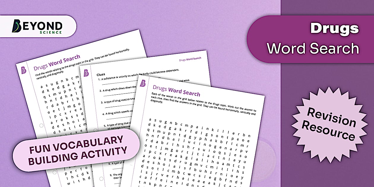 Drugs Word Search | KS3 Biology | Beyond Science