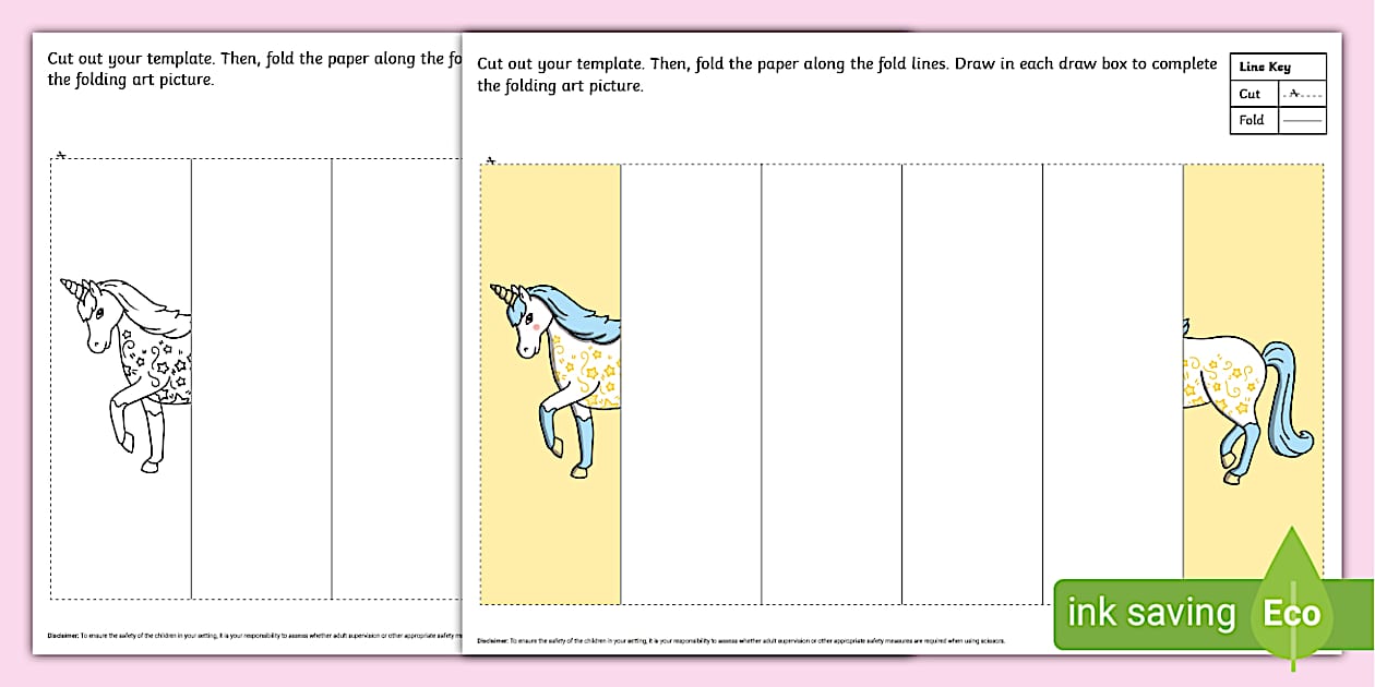 Unicorn Folding Art Template (teacher made) - Twinkl