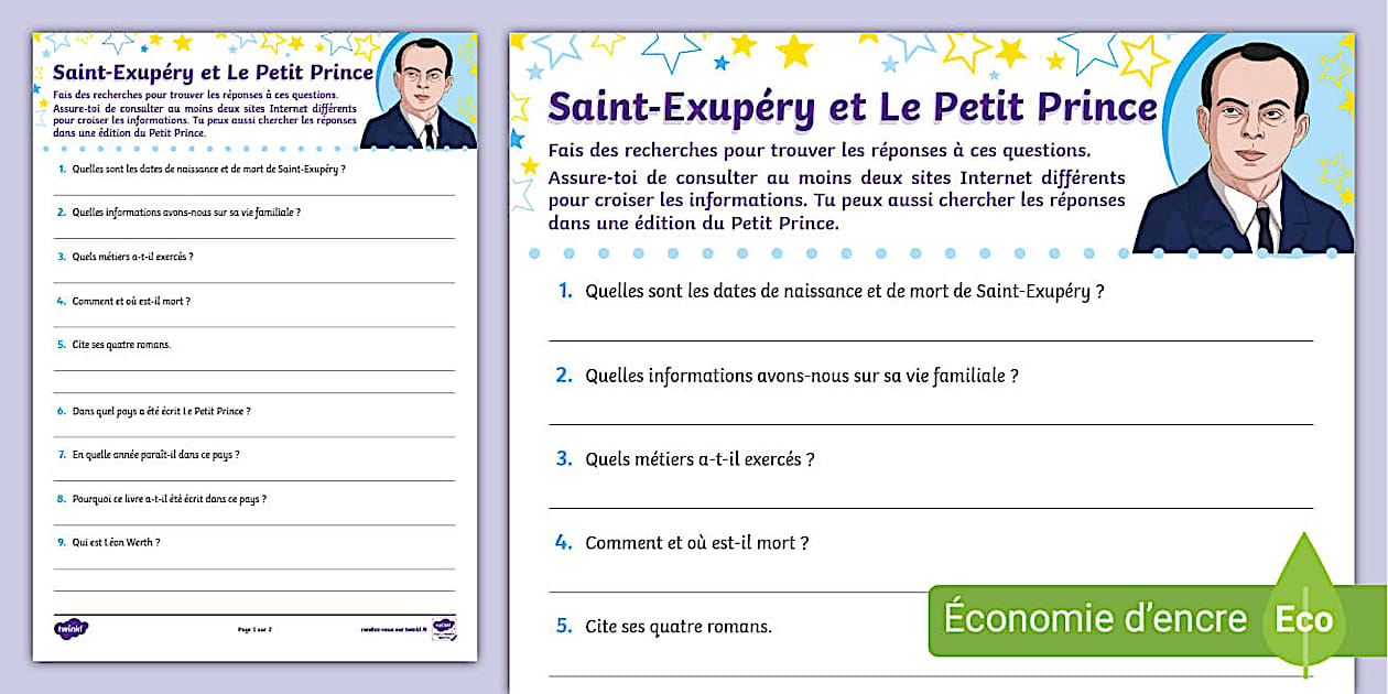 Saint-Exupéry et Le Petit Prince (Teacher-Made) - Twinkl