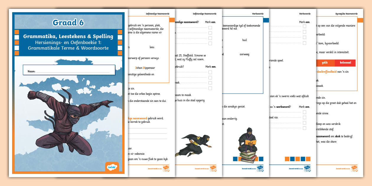 Graad 6 Afrikaans: Grammatika, Leestekens & Spelling Hersienings- en