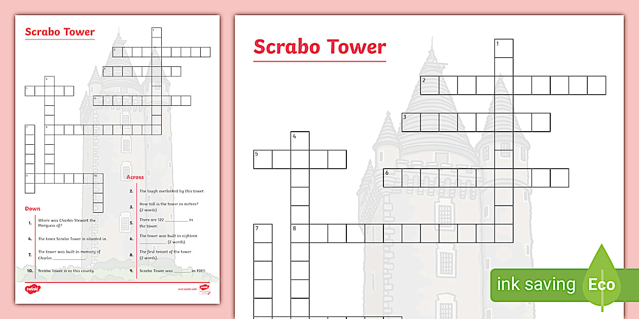 Scrabo Tower Crossword (teacher made) Twinkl
