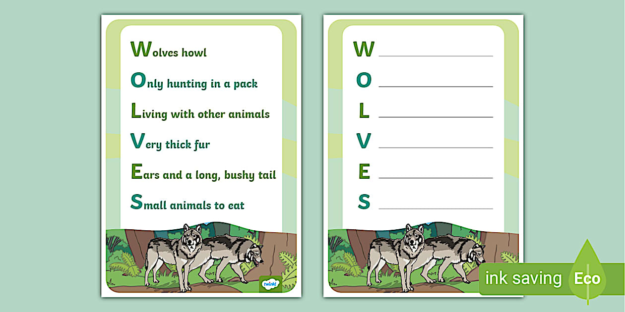 Sc 100 Example Wolves Acrostic Poem Example