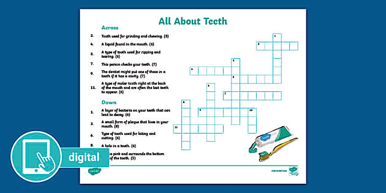 Teeth Crossword Dental Health Month Resources Twinkl USA