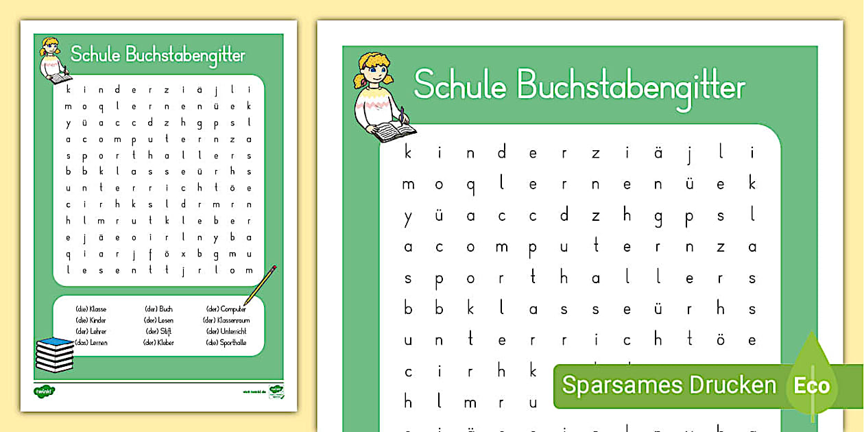 Schule Buchstabengitter (Lehrer gemacht) - Twinkl
