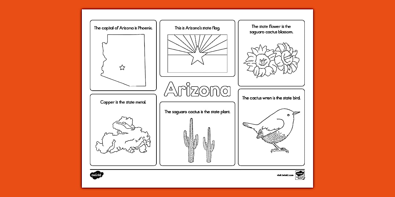 Arizona State Facts Coloring Page Twinkl