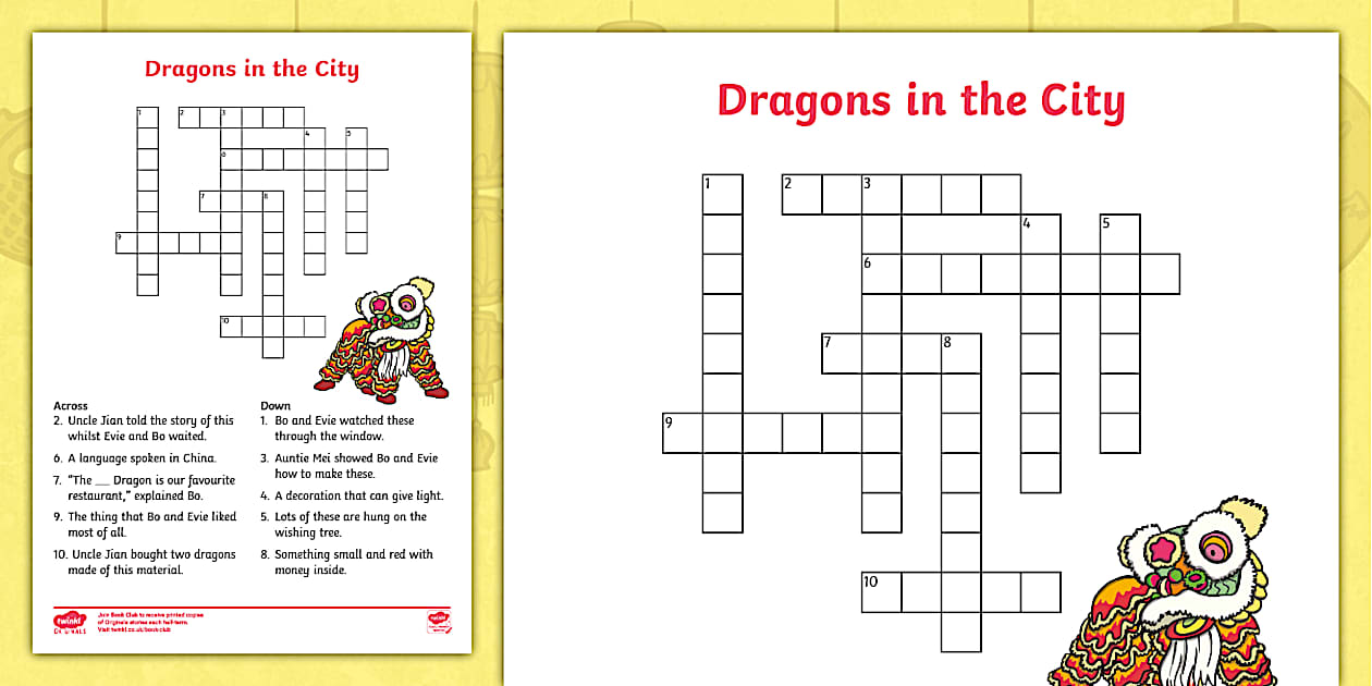 Dragons in the City: Chinese New Year Crossword - Twinkl