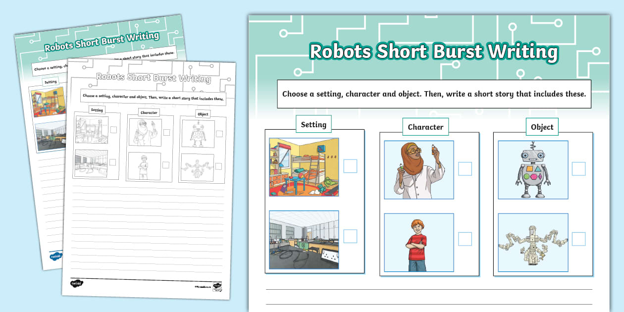 Robots Short Burst Writing Template (Hecho por educadores)