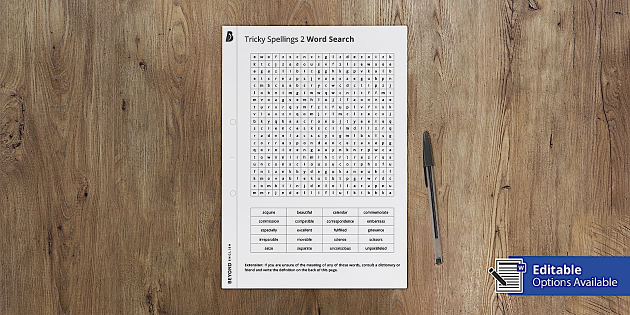 Tricky Spellings 2 Word Search (teacher made) - Twinkl
